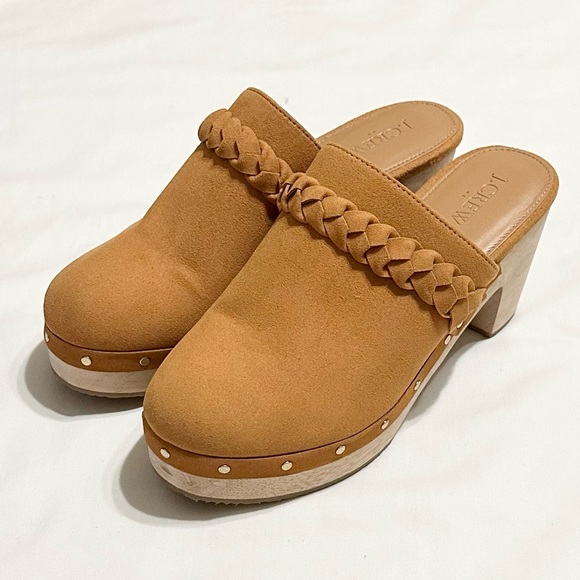 J. Crew Women’s Sueded Vegan Leather Clogs, Camel Tan with Gold Studs - 7 - Picture 6 of 16